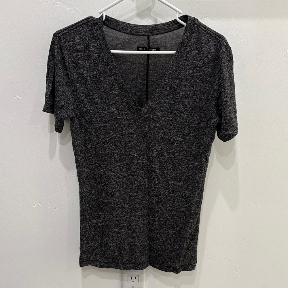 rag & bone Dark Gray V-Neck Short Sleeve Tee